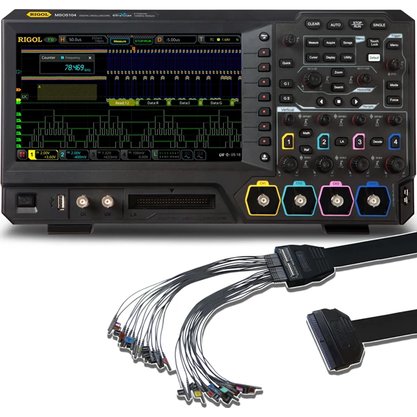 Rigol MSO5104 LA KIT  Four Channel 100 MHz Mixed Signal Oscilloscope with PLA2216 Logic Probe