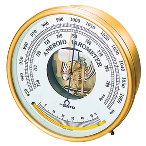 Aneroid Barometer with Glass Thermometer